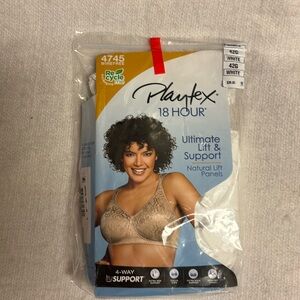 Playtex 18 Hour Bra 42G Ultimate Lift & Support 4745 Wire Free White NWT $39